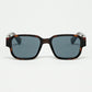 Q2 Brown Chunky Square Sunglasses In Crystal Grey