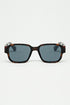 Q2 Brown Chunky Square Sunglasses In Crystal Grey