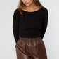 Q2 Brown faux leather shorts with gathering at the waist with drawstring