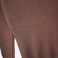 brown fine ribbed knit sweater with wide boat neck
