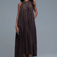 Q2 Brown Halter Neck Maxi Dress With Seam Detailing
