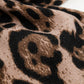 brown Leopard print fluffy knit scarf with rhinestone details