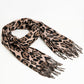 brown Leopard print fluffy knit scarf with rhinestone details