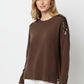Brown Long Sleeves Sweater With Sequins on The Shoulders