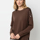 Brown Long Sleeves Sweater With Sequins on The Shoulders