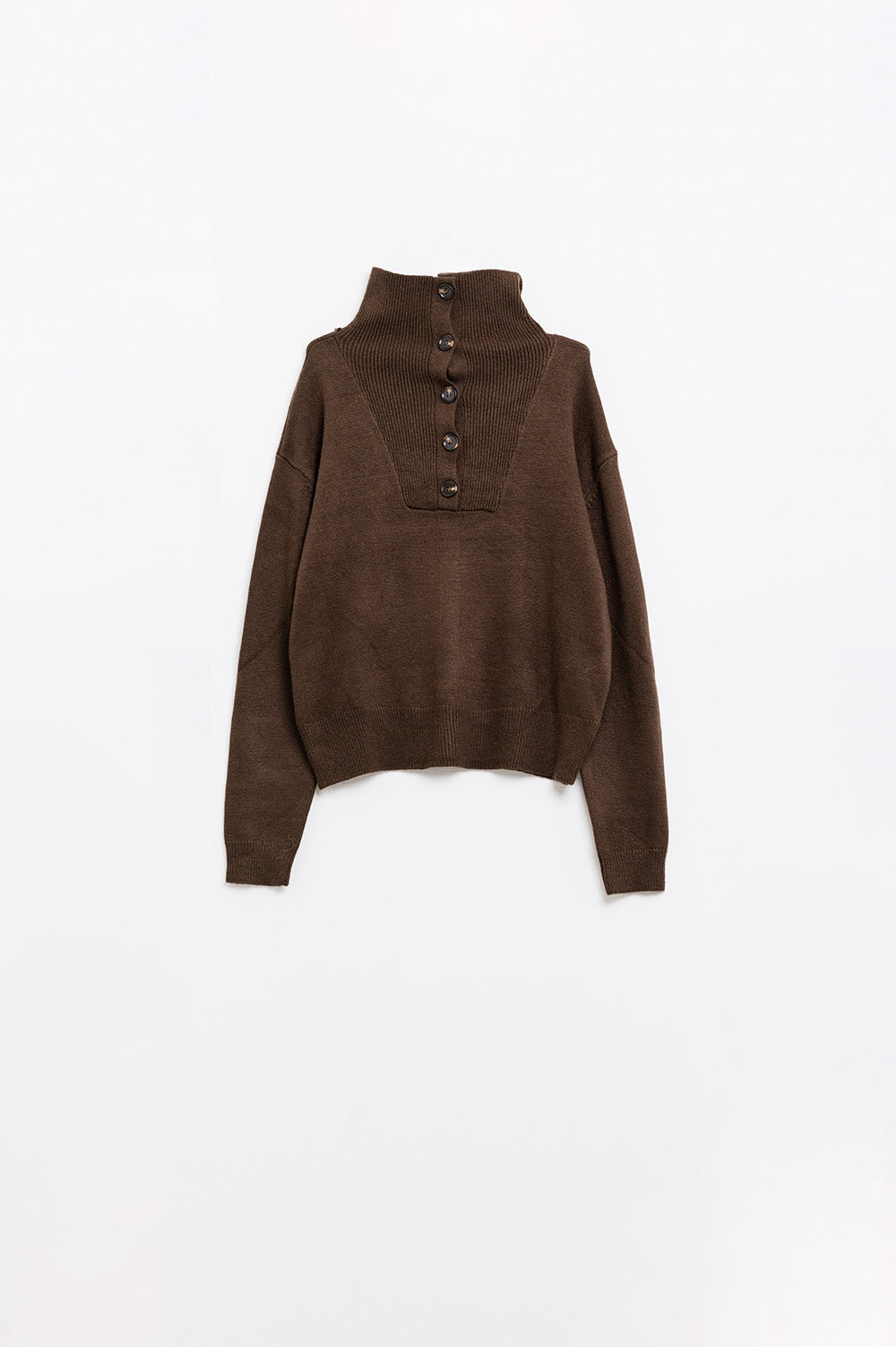 Brown loose sweater with button closure