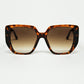 Q2 Brown pin-up style sunglasses with geometric design and cat eyes