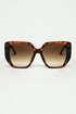 Q2 Brown pin-up style sunglasses with geometric design and cat eyes