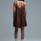 Brown poplin mini dress with a big bow detail