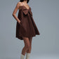 Q2 Brown poplin mini dress with a big bow detail