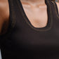 Brown Sleeveless Knit Top with Metallic Trim