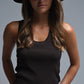 Q2 Brown Sleeveless Knit Top with Metallic Trim