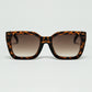 Q2 Brown Square sunglasses with animal print