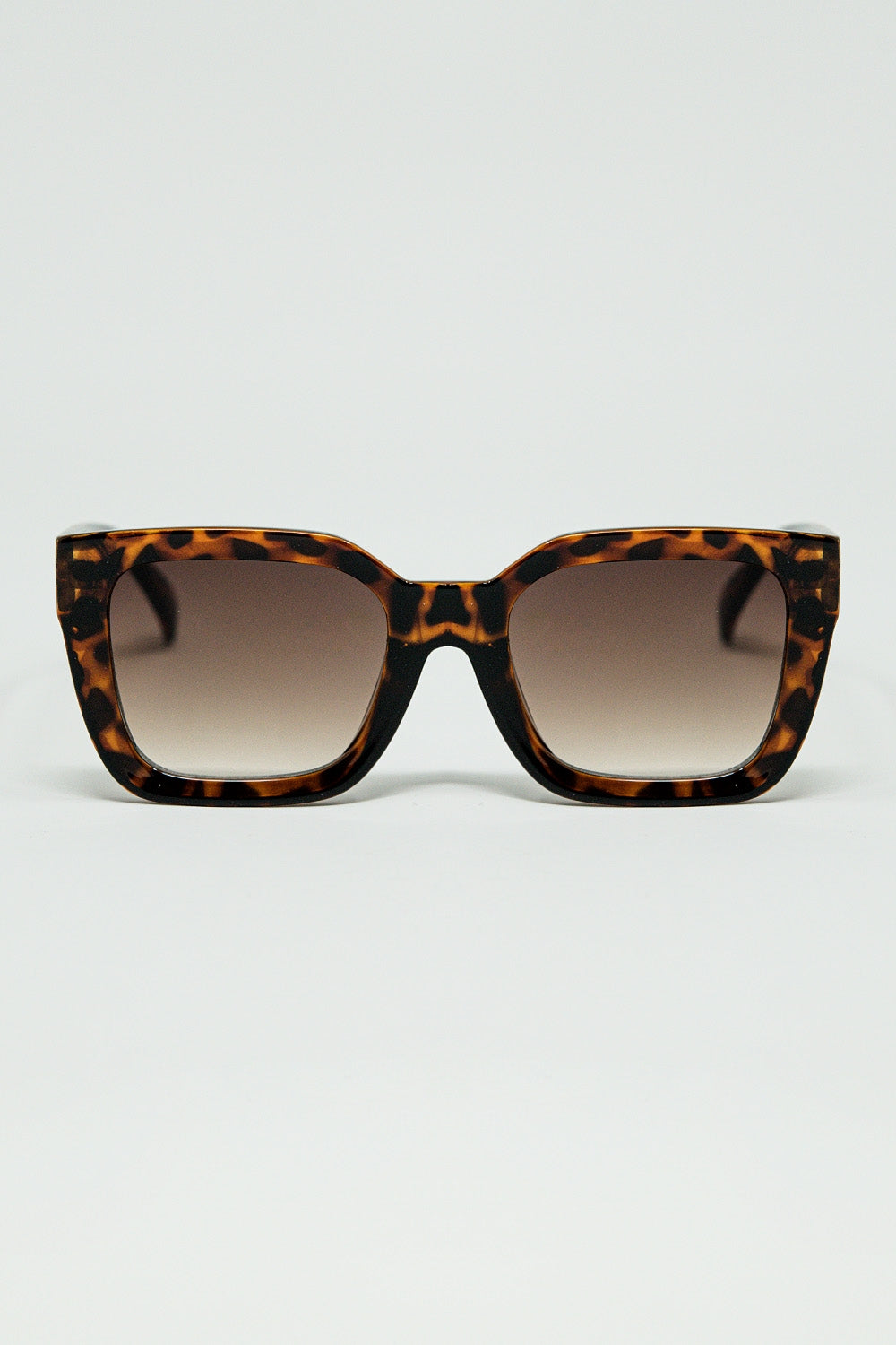 Q2 Brown Square sunglasses with animal print