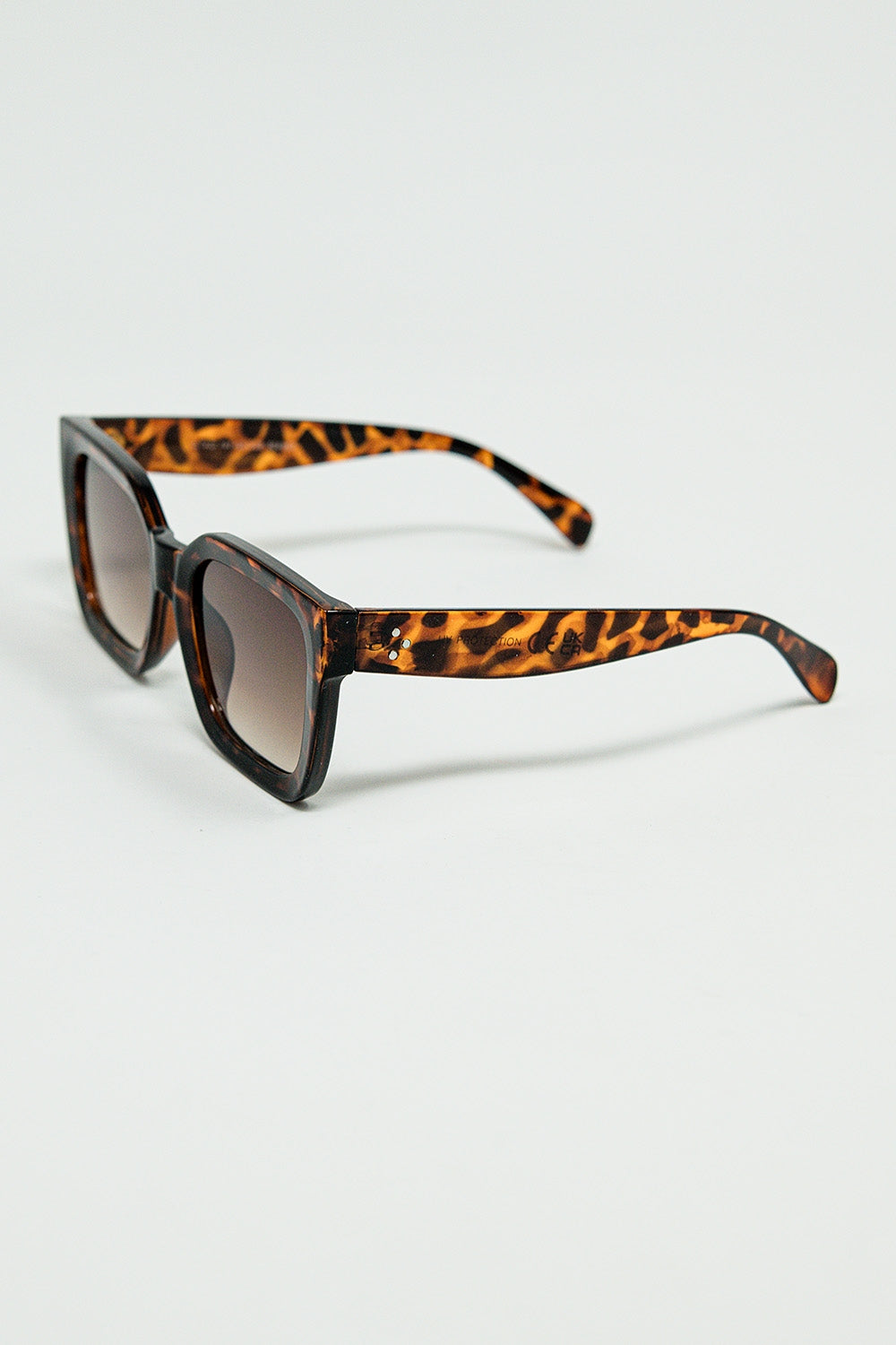 Brown Square sunglasses with animal print