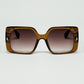 Q2 Brown square sunglasses with gold detail on the side