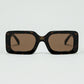 Q2 brown square sunglasses with green animal print on the side