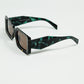 brown square sunglasses with green animal print on the side