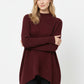 Burgundy Asymmetric Ribbed Knit Sweater Tunic