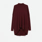 Q2 Burgundy Asymmetric Ribbed Knit Sweater Tunic