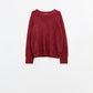 Q2 Burgundy crew neck sweater with seam detail on sleeve