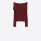Q2 Burgundy fine knit sweater with wide boat neck