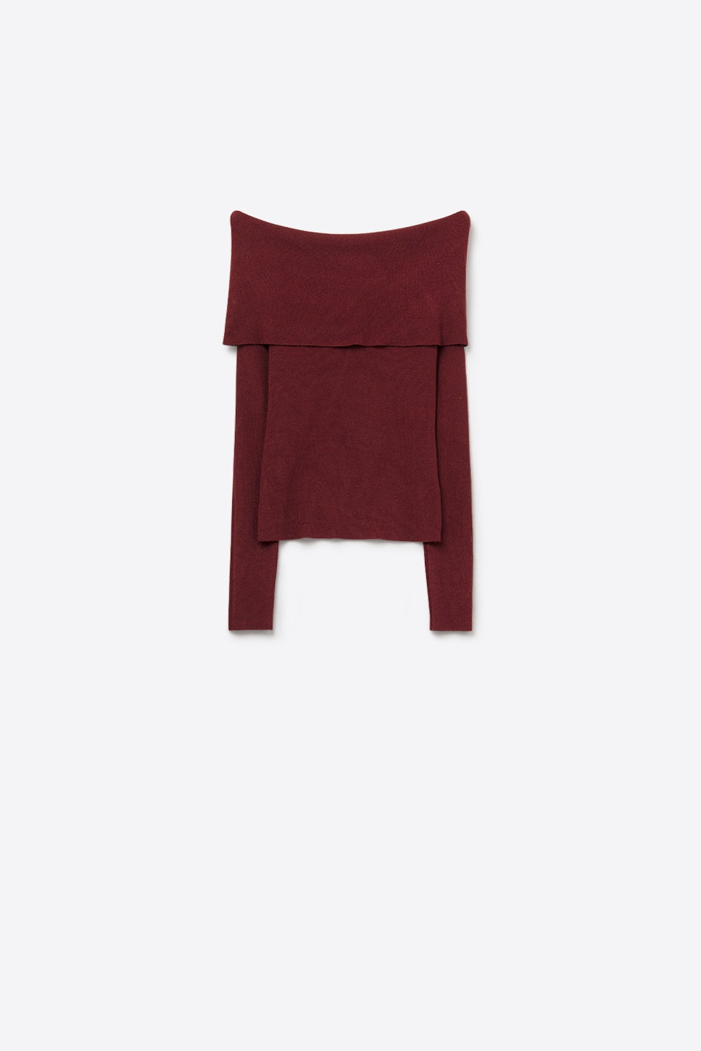 Q2 Burgundy fine knit sweater with wide boat neck