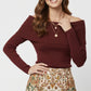 burgundy fine ribbed knit sweater with wide boat neck
