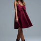 Burgundy poplin mini dress with a big bow detail