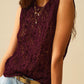 Burgundy Purple Crochet Sleeveless Sweater