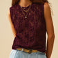 Q2 Burgundy Purple Crochet Sleeveless Sweater