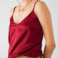 burgundy satin spaghetti strap top