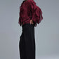 Burgundy V-Neck All Over Ruffle Blouse