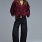 Burgundy V-Neck All Over Ruffle Blouse