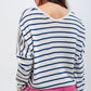 Button down cream cardigan top in stripe