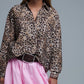 Q2 Button-Down Oversized Leopard Print Shirt