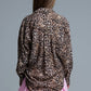 Button-Down Oversized Leopard Print Shirt