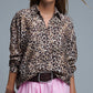Button-Down Oversized Leopard Print Shirt