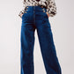 Q2 Button front jean in mid blue