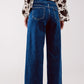 Button front jean in mid blue