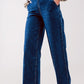 Button front jean in mid blue