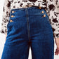 Button front jean in mid blue