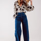 Button front jean in mid blue