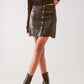 Q2 Button through mini skirt in black