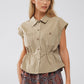 Button Up Khaki Shirt With Chest Pockets