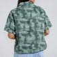 Button Up Polo Shirt In Tie Dye Green