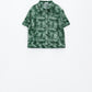 Button Up Polo Shirt In Tie Dye Green