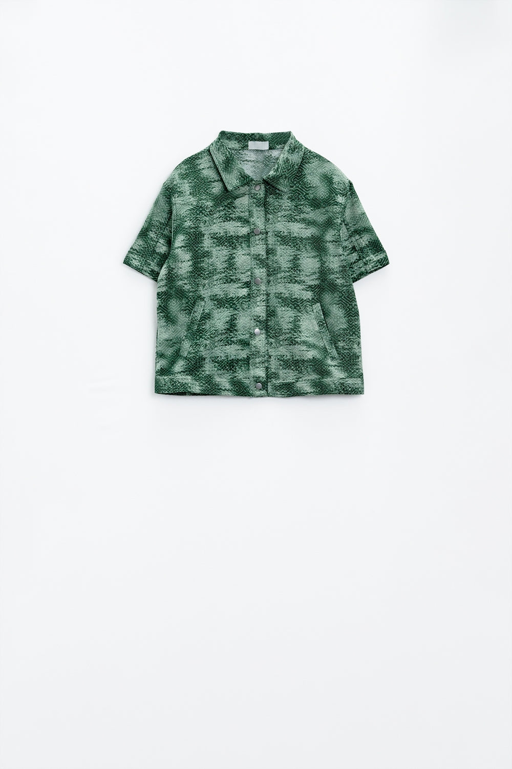 Button Up Polo Shirt In Tie Dye Green