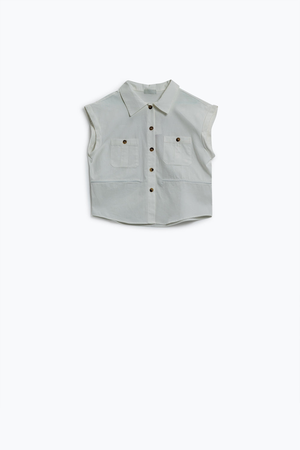 Button Up White Shirt With Chest Pockets