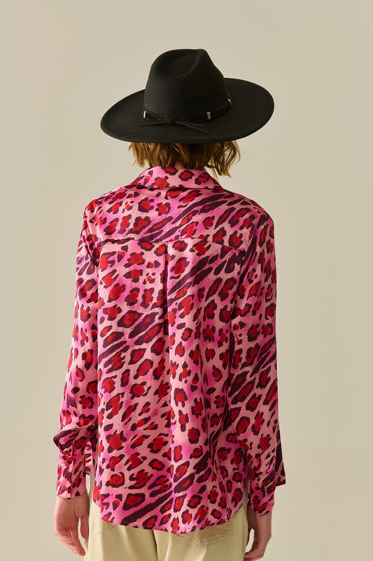 Buttoned Shirt In Fuchsia Leopard Print